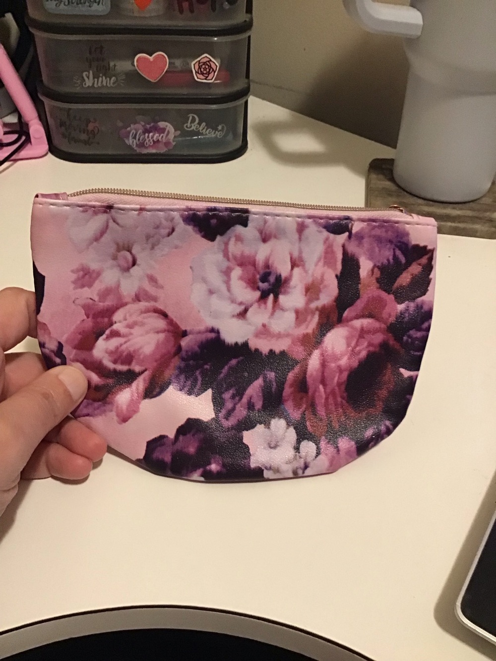 🎃 Ipsy Floral Pink Cosmetic Pouch